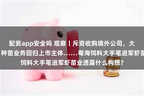 配资app安全吗 观察丨斥资收购境外公司，大幅提升虾苗产能，种苗业务回归上市主体……粤海饲料大手笔进军虾苗业透露什么构想？