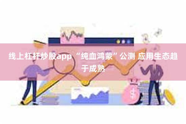 线上杠杆炒股app “纯血鸿蒙”公测 应用生态趋于成熟